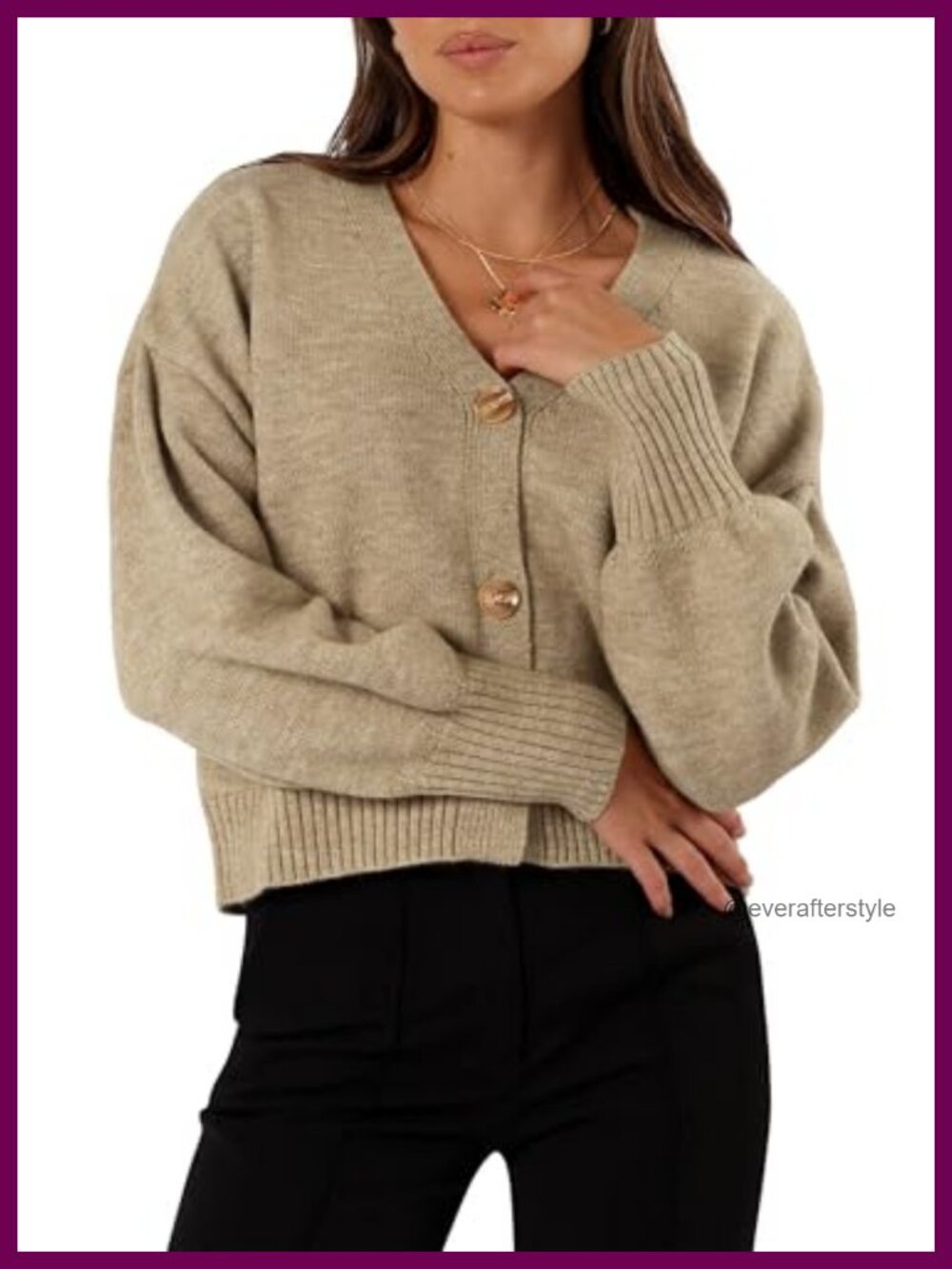 Womens V Neck Cropped Cardigan Button Down Long Sleeve Knit Lightweight Spring